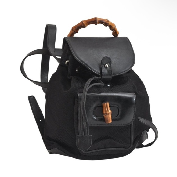 Gucci Black Backpack with Bamboo Handle - Picture 1 of 10